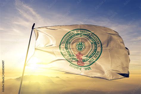 Andhra Pradesh state of India flag waving on the top sunrise mist fog Stock Photo | Adobe Stock