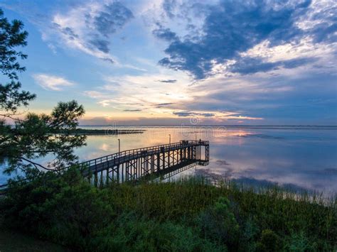 Daphne, Alabama Sunset on the Gulf Coast Stock Image - Image of bridge ...