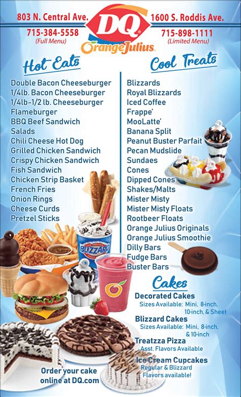 Dairy Queen Menu and Prices | Fast food menu, Dairy queen blizzard ...