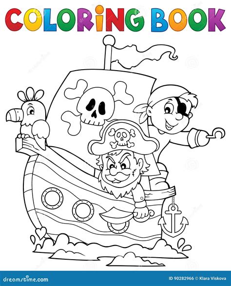 Coloring Book Pirate Boat Theme 1 Stock Vector - Illustration of bone, clipart: 90282966