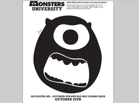 Monsters University Mike Wazowski Pumpkin Carving Template - Classy Mommy