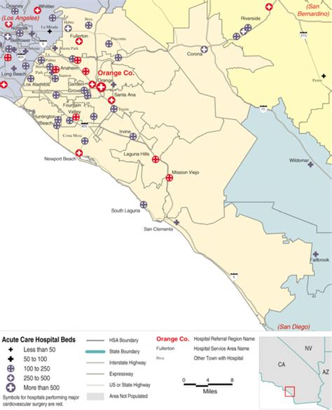 Map 1.25. Hospital Service Areas Assigned to the Orange County, CA Hospital Referral Region ...