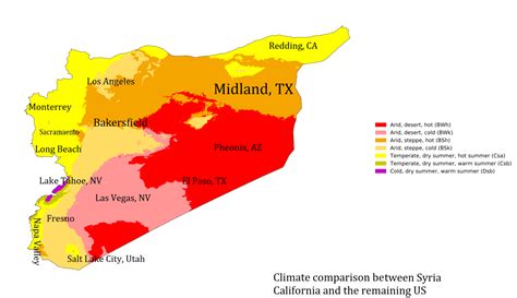 Climate comparison between Syria, California and... - Maps on the Web