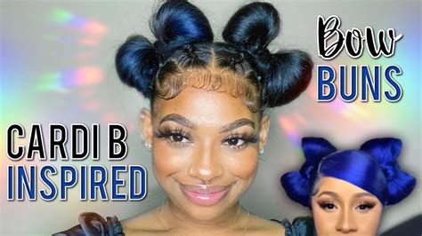 CARDI B INSPIRED DOUBLE BOW BUNS | HAIRSTYLES FOR NATURAL STRAIGHT HAIR ...