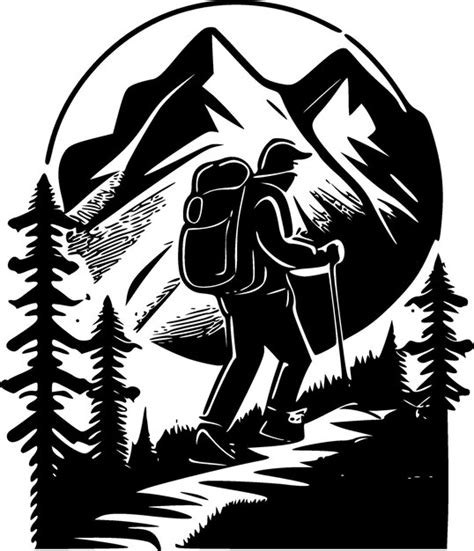 Premium Vector | Hiking black and white isolated icon vector illustration