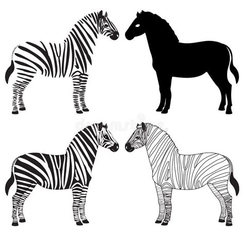 Zebra silhouettes set stock illustration. Illustration of decorative - 30374009