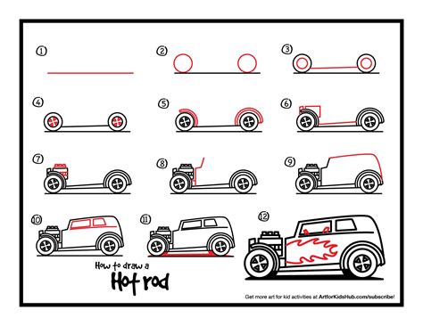 How To Draw A Hot Rod - Art for Kids Hub | Car drawing pencil, Car drawings, Pencil drawings