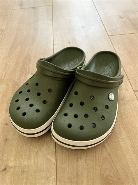 Crocs Crocband Clog in Army Green & White - M8W10, Men's Fashion ...