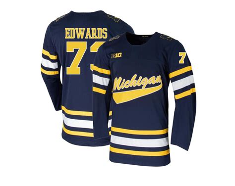 Men's Ethan Edwards Navy Michigan Wolverines Hockey Jersey - #73