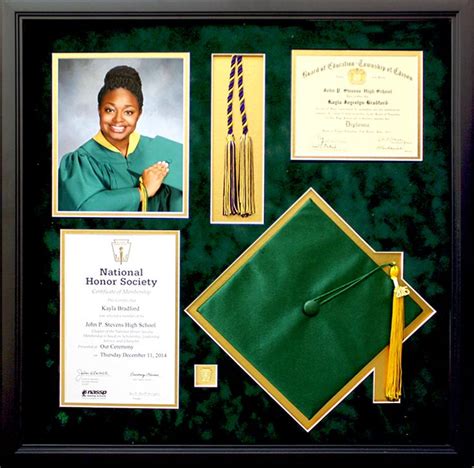 Graduation Diploma Shadowbox Frame with Cap Tassel and Certificate in ...