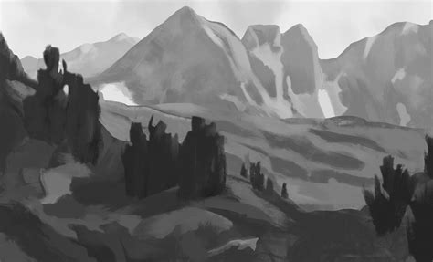 ArtStation - Greyscale Landscape Painting