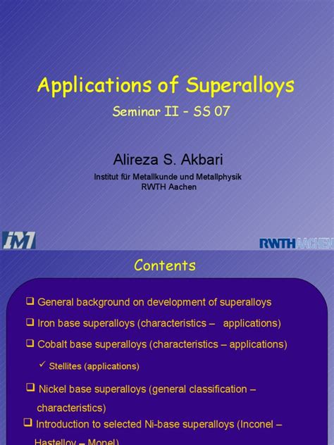 Applications of Superalloys | Alloy