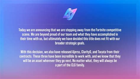 CLG is stepping away from competitive Fortnite