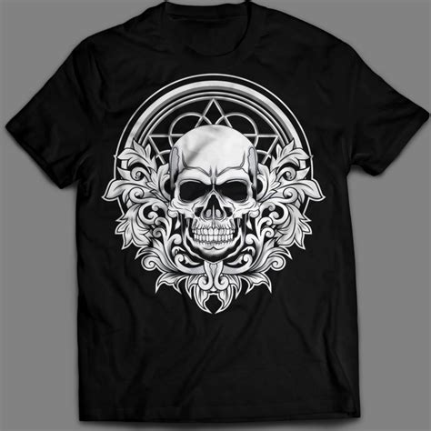 Floral Skull t-shirt design vector illustration