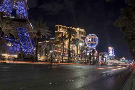 Night View of the Strip in the Center of Las Vegas. Stock Image - Image ...