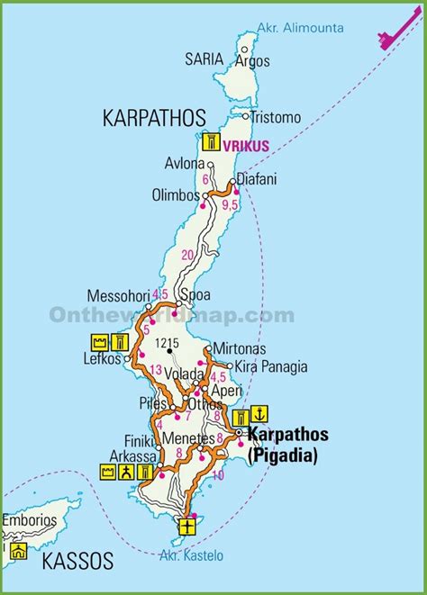 Karpathos road map - Ontheworldmap.com