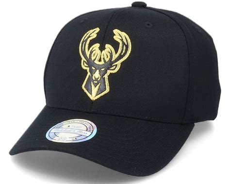 Milwaukee Bucks Hatstore Exclusive Leather Logo Black/Gold 110 Adjustable - Mitchell & Ness caps ...