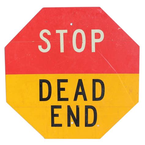 Vintage Metal Street Sign " Stop Dead End " at 1stdibs