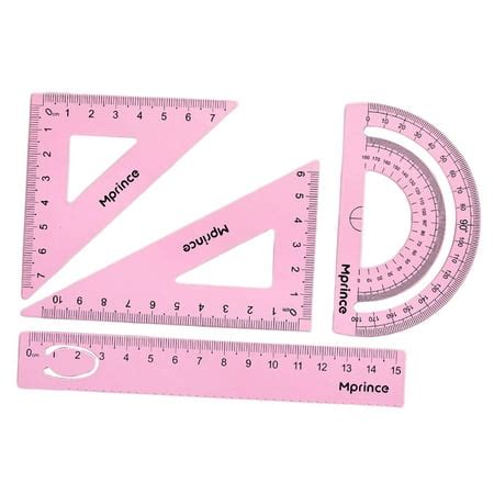 Ruler Set Metal Protractor Aluminum Ruler Geometry Math Ruler for ...