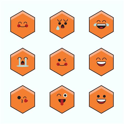 Emoticon hexagon icon set. 31728240 Vector Art at Vecteezy