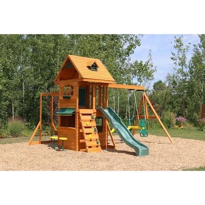 KidKraft Ridgeview Deluxe Clubhouse Wooden Swing Set/Playset at Lowes.com