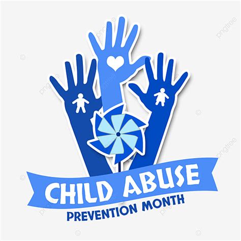 Prevent Abuse Clipart Vector, Hand Support National Child Abuse Prevention Month Ribbon ...