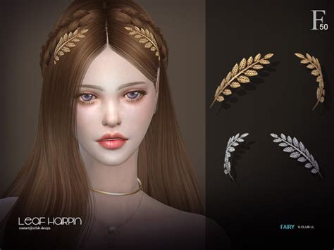 Leaf hairpin by S-Club at TSR » Sims 4 Updates