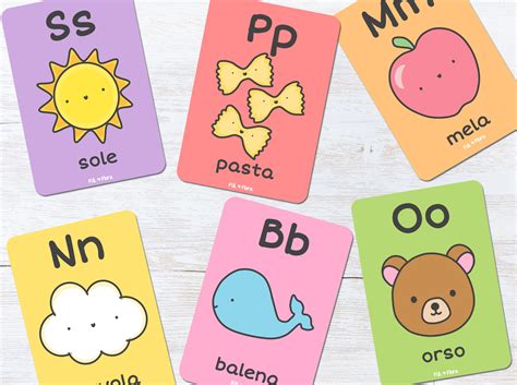 Italian Alphabet Flashcards for Children Educational Gift | Etsy