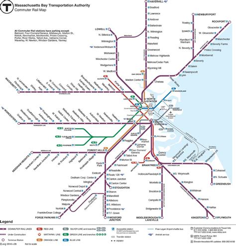 MBTA commuter rail map - Commuter rail map Boston (United States of America)