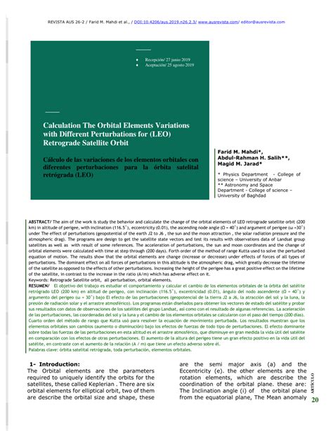 (PDF) Calculation The Orbital Elements Variations