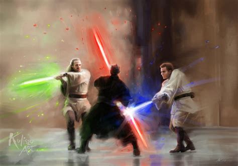 Duel of the Fates Print Qui-gon and Obi-wan Vs. Darth Maul - Etsy