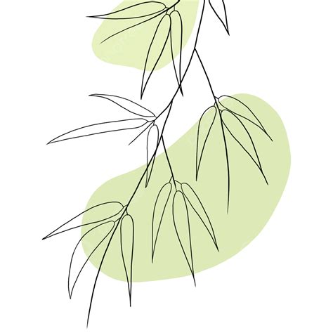 Aesthetic Line Art Hd Transparent, Abstract Line Bamboo Leaf Art Aesthetics, Bamboo Leaves ...