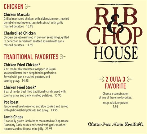 Rib And Chop House menu – SLC menu