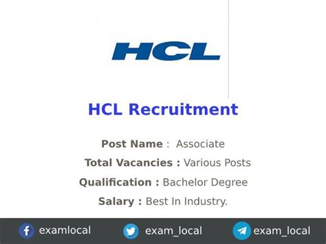 HCL Recruitment 2022 | Various Associate Jobs - ExamLocal.in