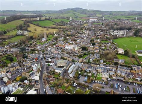 Beaminster, Dorset, UK. 15th December 2023. UK Weather. Aerial view of Beaminster in Dorset on ...