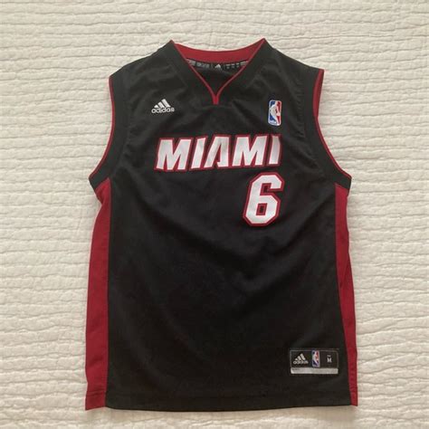 adidas | Shirts & Tops | Addidas Nba Miami Heat Lebron James Number 6 Boys Basketball Jersey ...