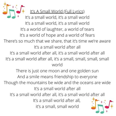 It's A Small World Song Lyrics