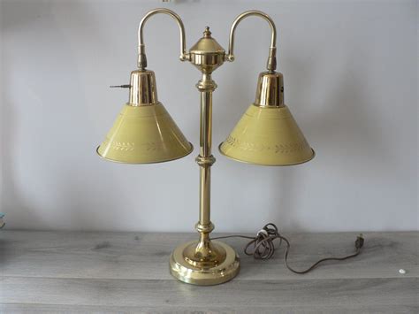 Vintage Double Shade Library Brass Lamp | Etsy | Brass lamp, Lamp, Brass