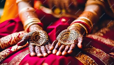 Premium Photo | A traditional Indian wedding with intricate mehndi ...