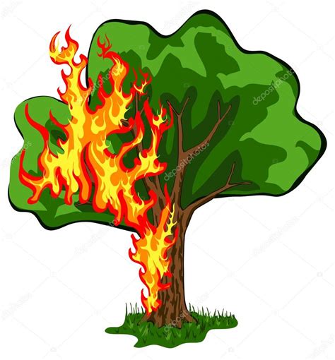 Tree on fire — Stock Vector © Leonid #5679693