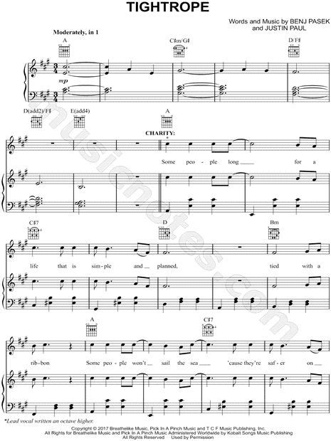 Print and download Tightrope sheet music from The Greatest Showman. Sheet music arranged for ...