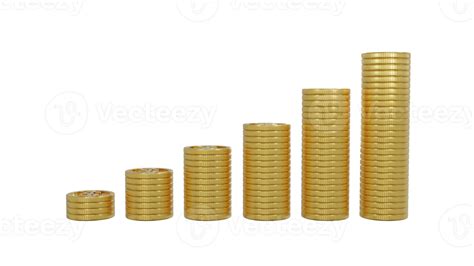 3d rendering of Gold coins stacked and growing money. 18889138 PNG