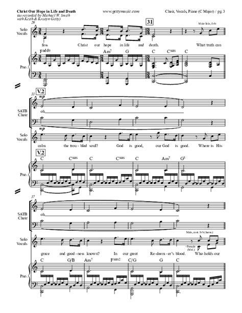 Christ Our Hope In Life And Death Sheet Music PDF (Keith & Kristyn Getty / Michael W. Smith ...