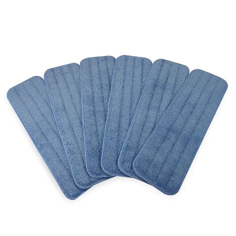 12 Pack of Wet and Dry Mop Pads - Microfiber - Blue - Fits 14"-16" Velcro-Backed Mop Frame ...