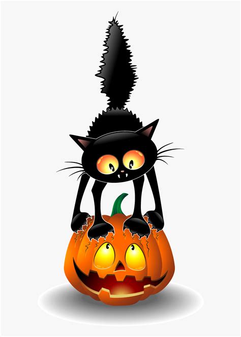 Black Cat Halloween Clip Art - Halloween Black Cat Cartoon , Free Transparent Clipart - ClipartKey