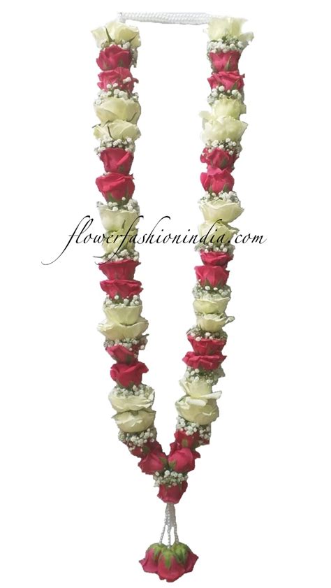 Buy Online This Flower Garland Of Dark Pink and White Roses ...