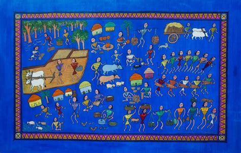 Village Life in Bastar - Bastar Folk Art (5ft x 5ft) - International ...