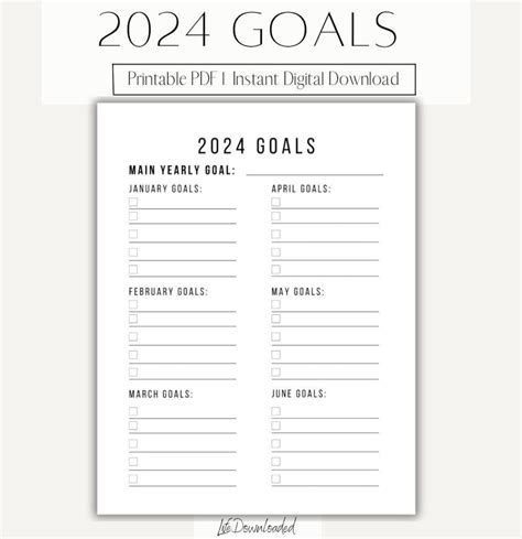 Printable 2024 Yearly and Monthly Goals Template L Instant Digital Download L Letter Size L PDF ...