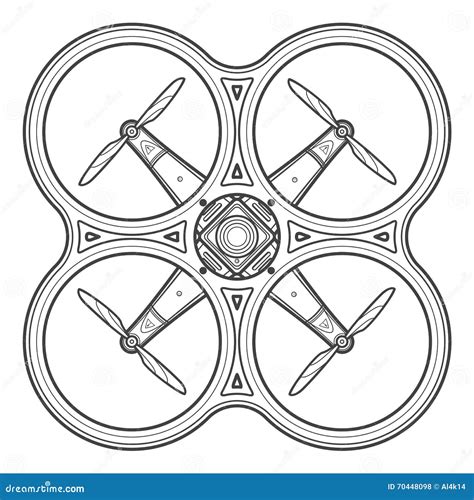 Vector Outline Quadcopter Drone Illustration Stock Vector - Illustration of radio, remote: 70448098