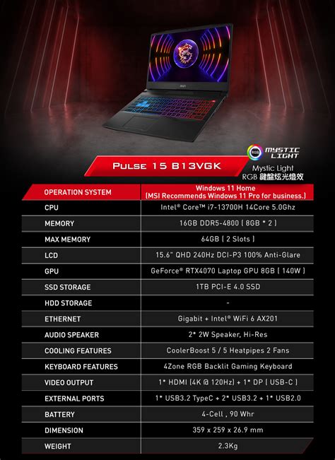 MSI Pulse 15 Gaming Laptop ( 2023) ( i7-13700H / RTX4070 )